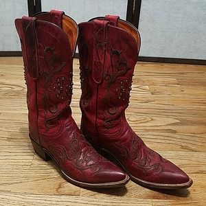 Lucchese N4724.s43 red burnished goat cowboy boots women's 7.5